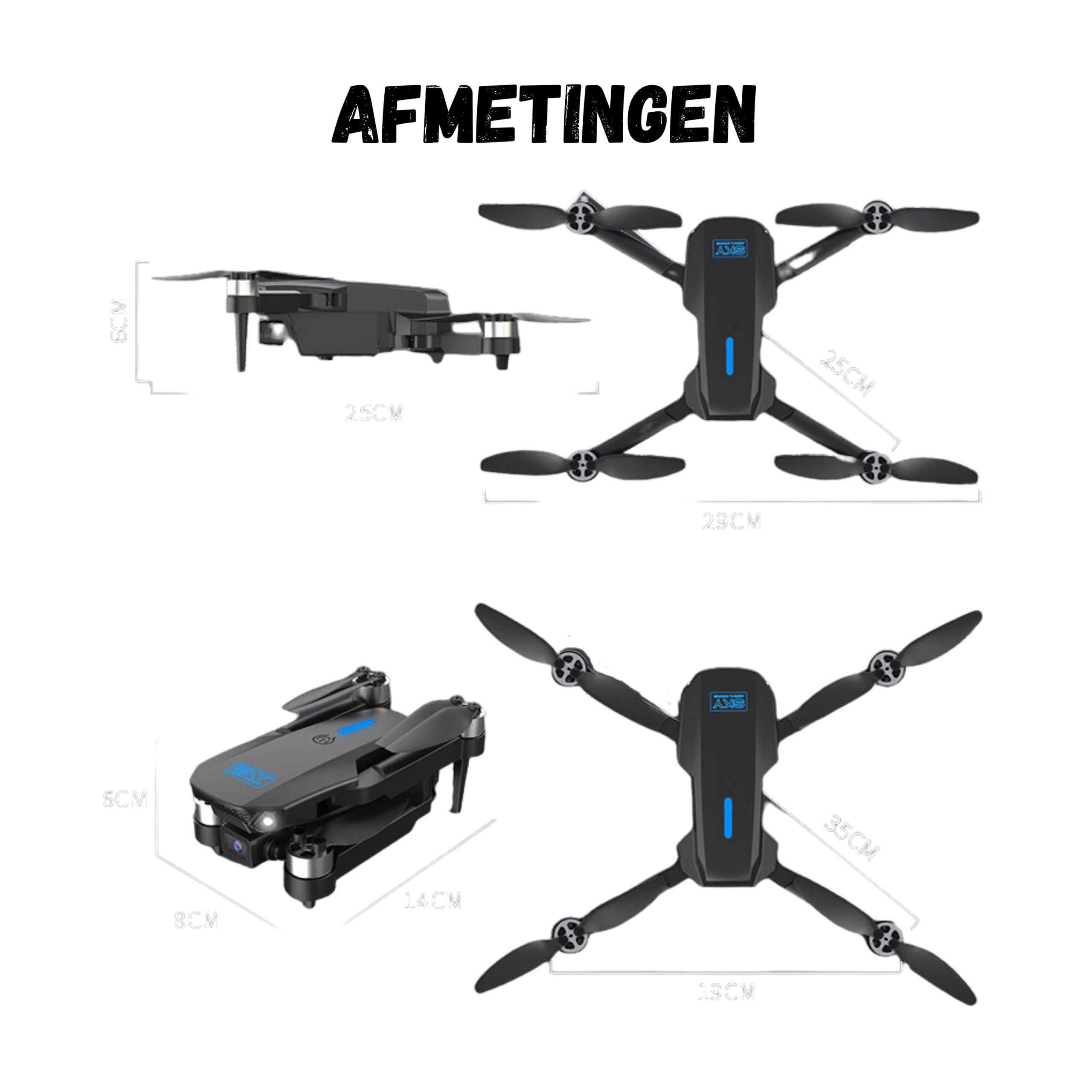 SefSay E88 Max Drone - Drone met dubbele HD camera - Borstelloze motoren - 3 batterijen en een opbergtas - Geschikt voor kinderen en volwassenen - Afbeelding 10