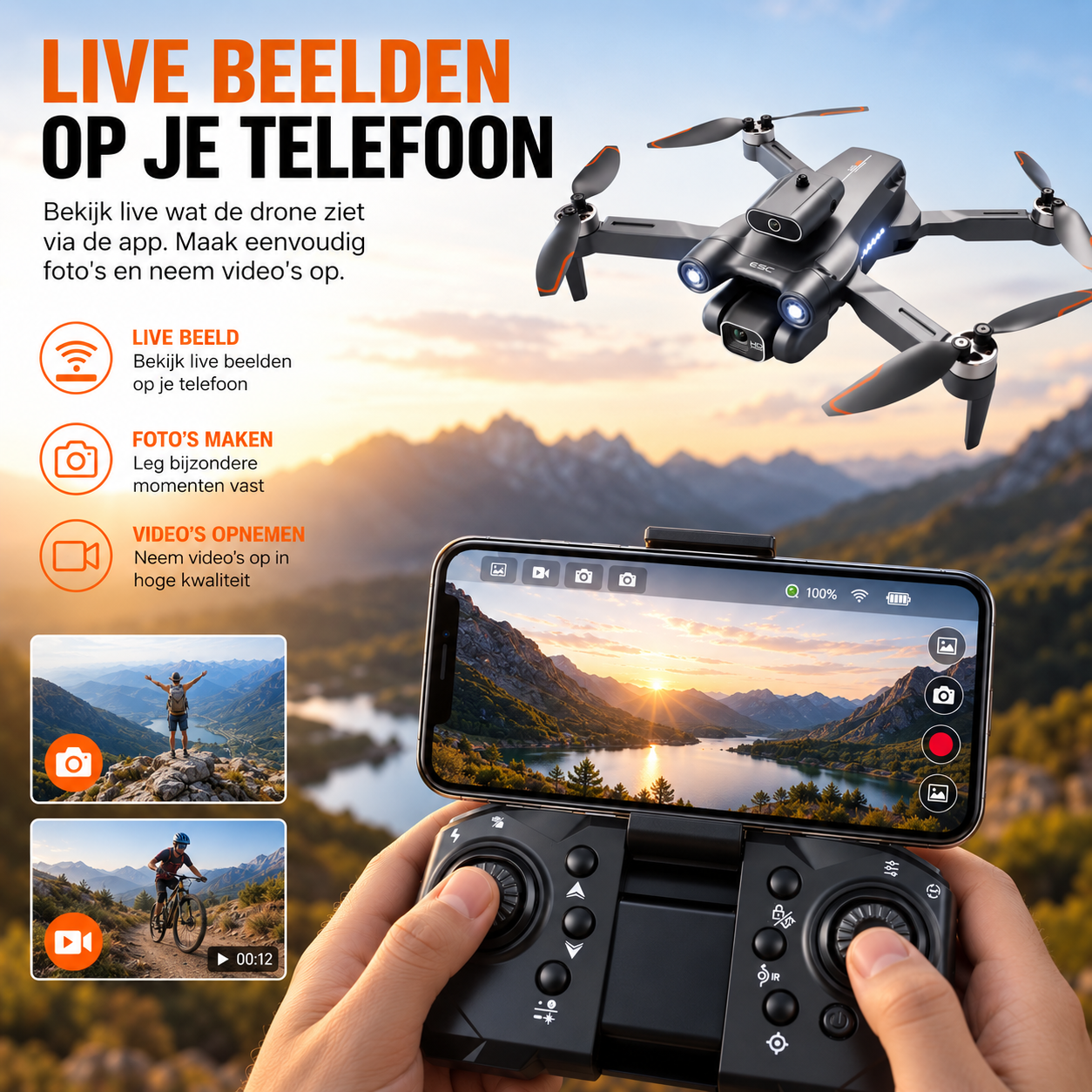 SefSay Ultra Max Drone - Drone met dubbele ESC HD camera - Obstakel Ontwijking - Borstelloze motoren - 3 batterijen en een opbergtas - Geschikt voor kinderen en volwassenen - Afbeelding 5