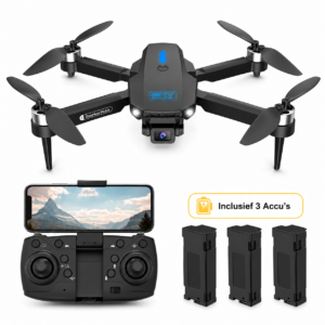 SefSay E88 Max Drone – Drone met dubbele HD camera – Borstelloze motoren – 3 batterijen en een opbergtas – Geschikt voor kinderen en volwassenen