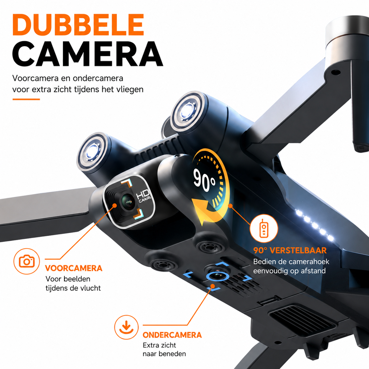SefSay Ultra Max Drone - Drone met dubbele ESC HD camera - Obstakel Ontwijking - Borstelloze motoren - 3 batterijen en een opbergtas - Geschikt voor kinderen en volwassenen - Afbeelding 2