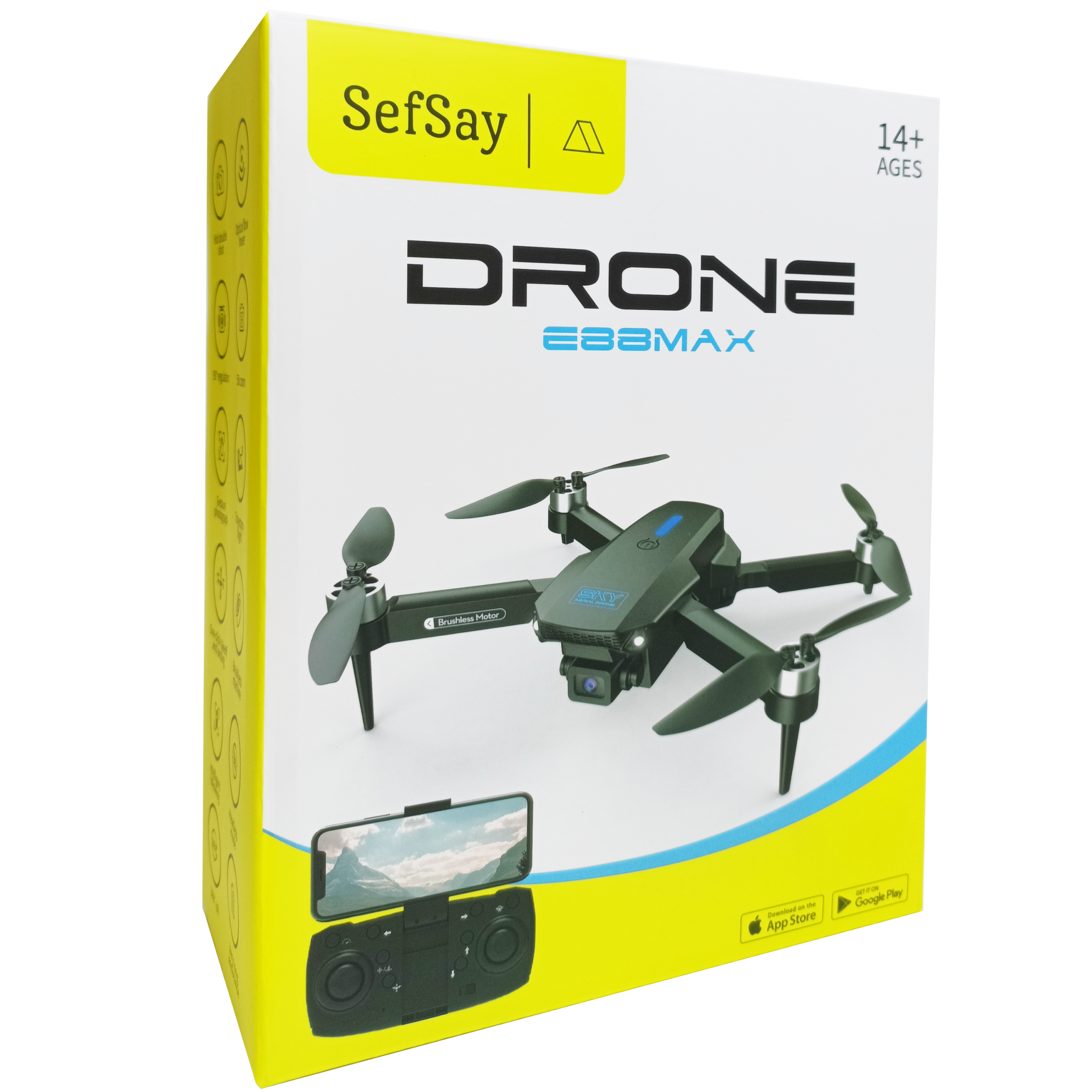 SefSay E88 Max Drone - Drone met dubbele HD camera - Borstelloze motoren - 3 batterijen en een opbergtas - Geschikt voor kinderen en volwassenen - Afbeelding 8
