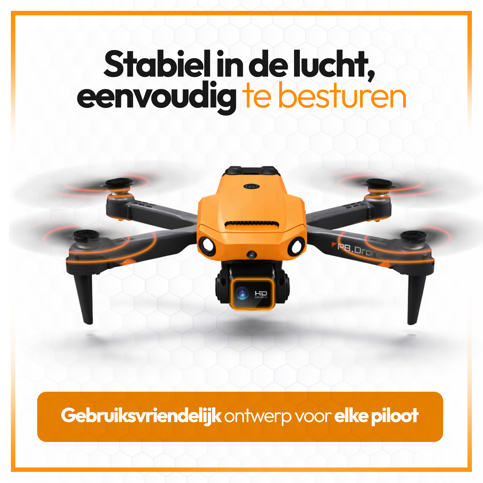 SefSay P8 Drone Oranje - Drone met dubbele camera - Obstakel ontwijking - Inclusief opbergtas en 2 accu's - Afbeelding 2