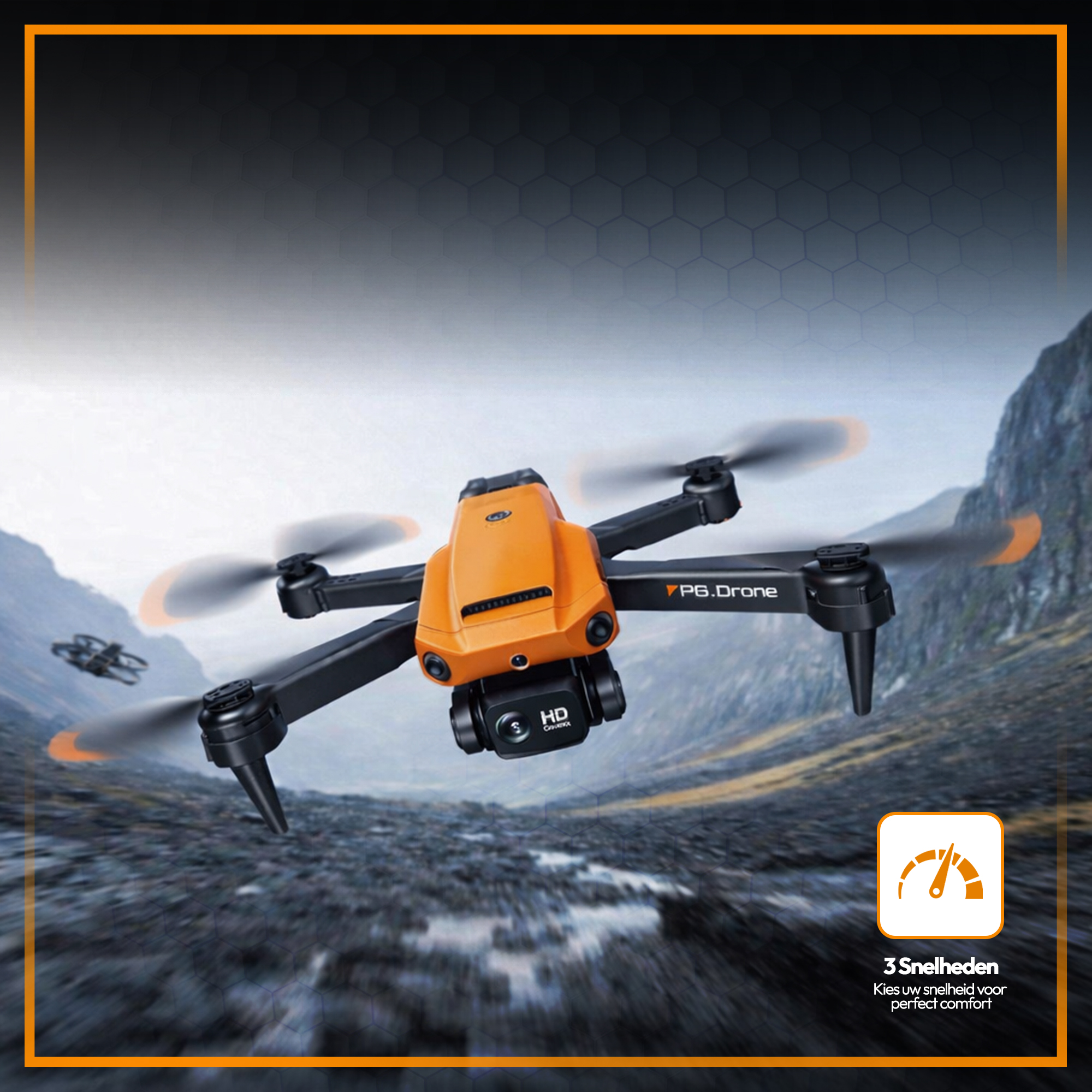 SefSay P8 Drone Oranje - Drone met dubbele camera - Obstakel ontwijking - Inclusief opbergtas en 2 accu's - Afbeelding 10