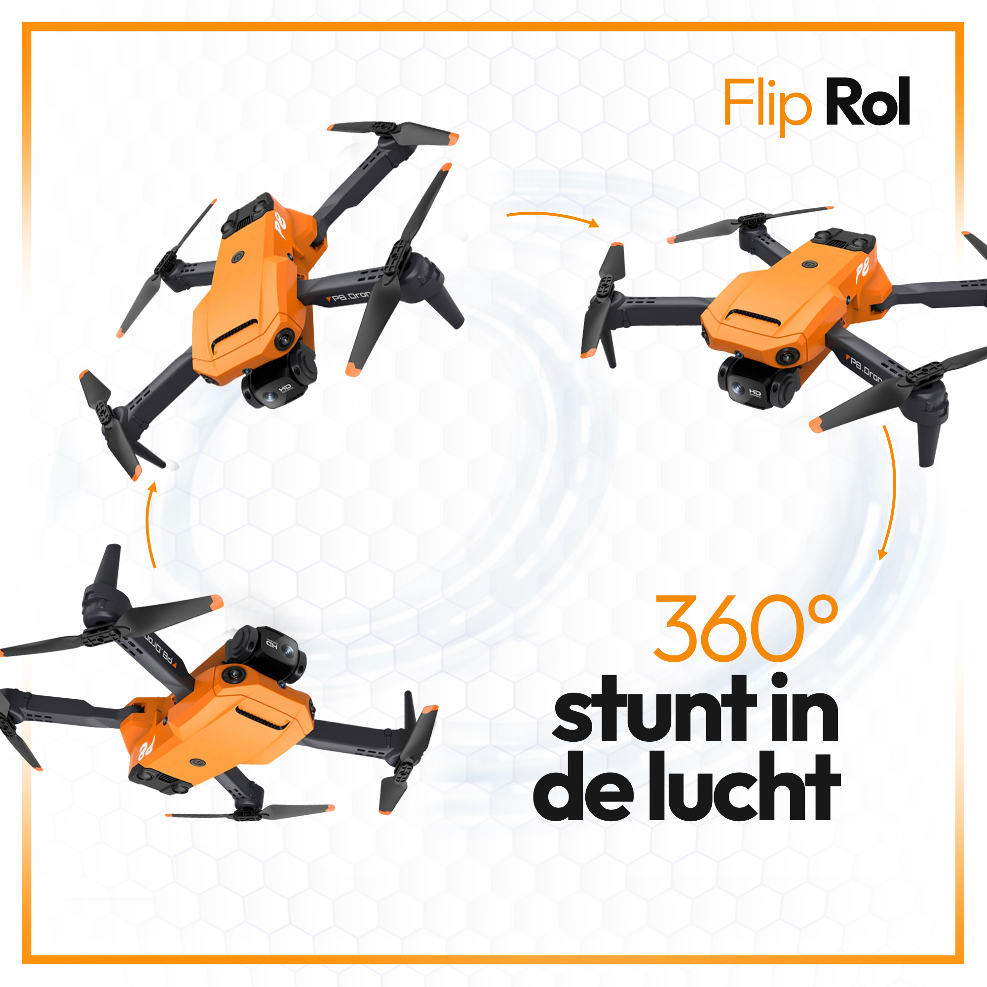 SefSay P8 Drone Oranje - Drone met dubbele camera - Obstakel ontwijking - Inclusief opbergtas en 2 accu's - Afbeelding 7